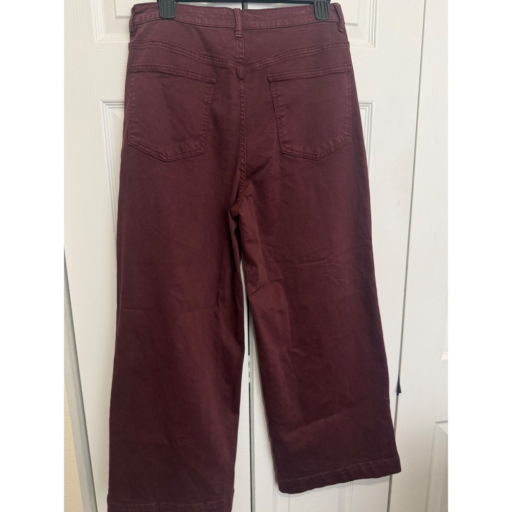 OAT New York Womens High Rise Wide Leg Cropped Jeans Burgundy Size 10/30 NWT